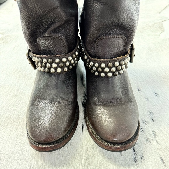 Ash Women’s Venice Studded Brown Moto Leather Boot Size 37  6 US - Picture 4 of 10